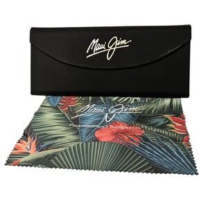 Maui Jim Black Triangle Folding Sunglasses Case and Tropical Cleaning Cloth Set